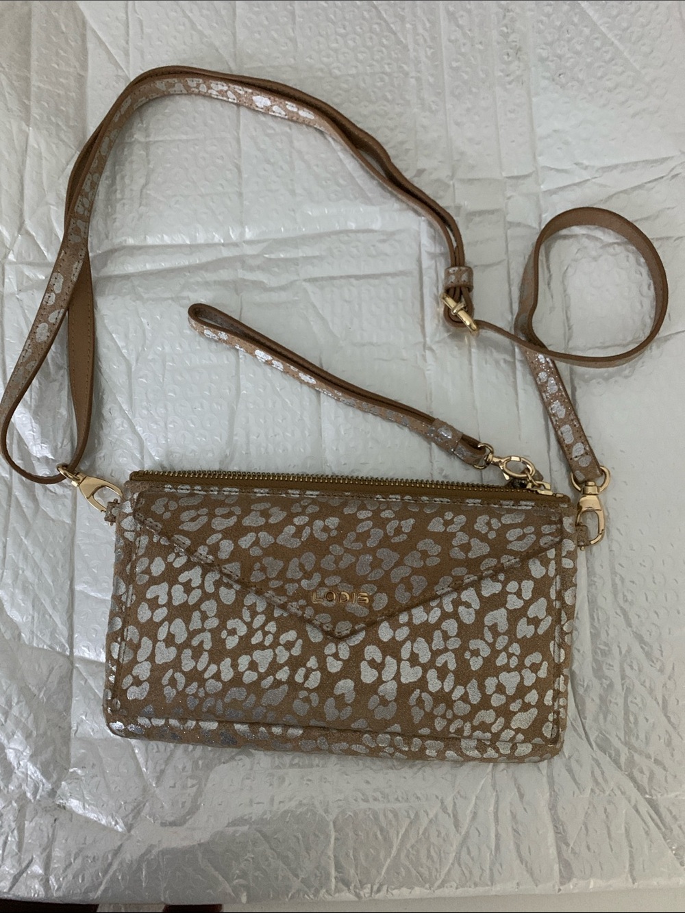 Lodis Leopard Metallic Crossbody/Clutch